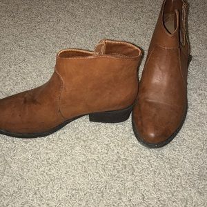 Brown leather boots